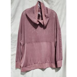 Cali Sport + Womens Mesh Hoodie 3X Pink Long Sleeve String Missing Mesh Hoodie